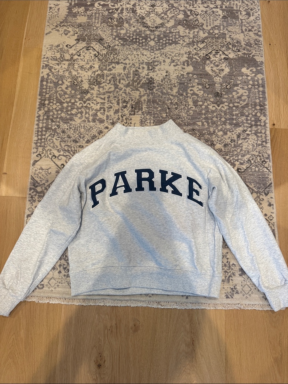 PARKER Crewneck Sweatshirt - Light Gray with Navy Lettering